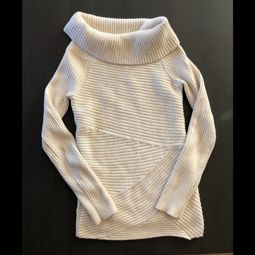 WHBM Cowl Neck Sweater With Gold Sequins